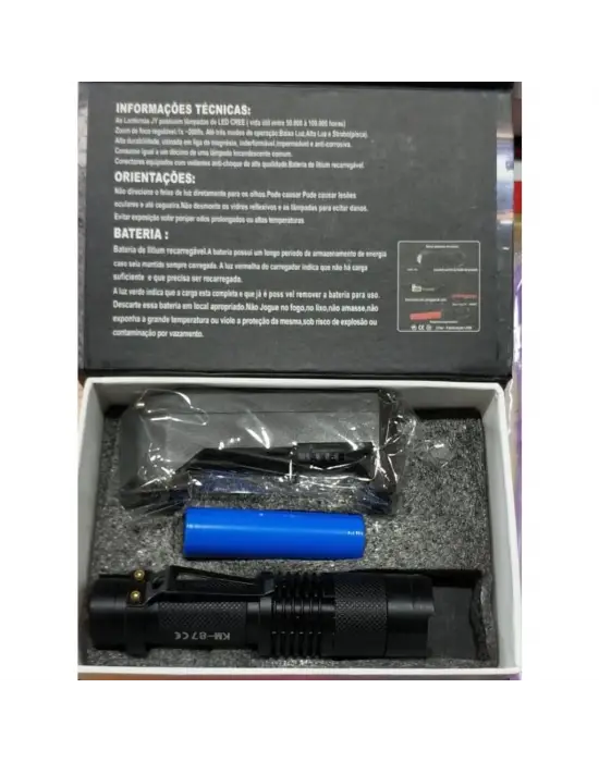 Km 87 Polis Tipi Zoomlu Şarjlı Metal Dağ Kamp Cep Feneri