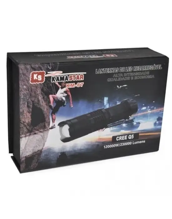 Km 87 Polis Tipi Zoomlu Şarjlı Metal Dağ Kamp Cep Feneri