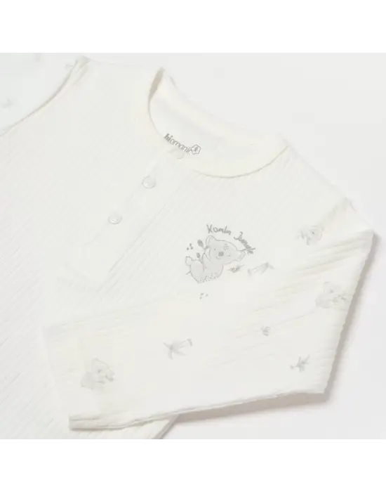 Omarı Yumuşak Pamuklu Uzun Kol Bebek Body Gri