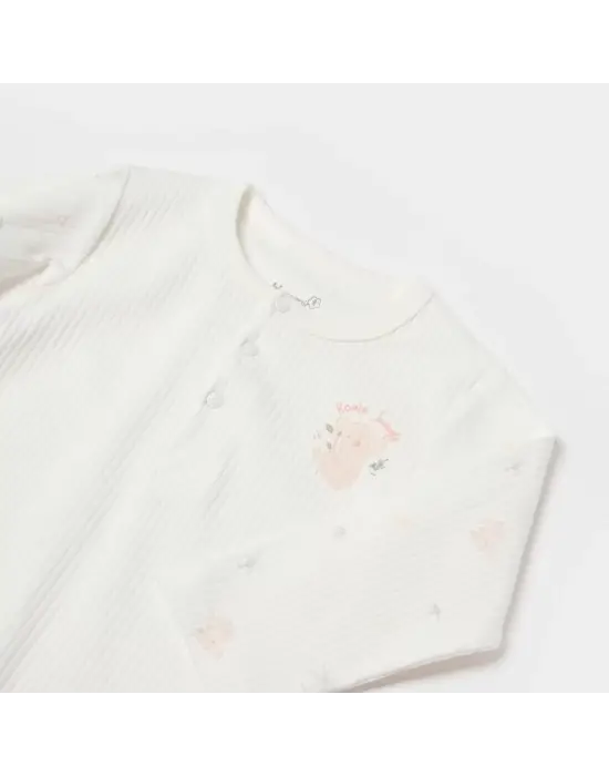 Omarı Yumuşak Pamuklu Uzun Kol Bebek Body - Pembe Renkli