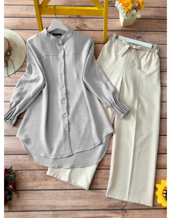 Zarif Drapeli Oval Kesim Gömlek