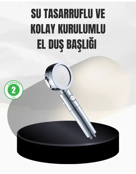 Kolay Montajlı 3 Modlu Yüksek Basınç Duş Başlığı