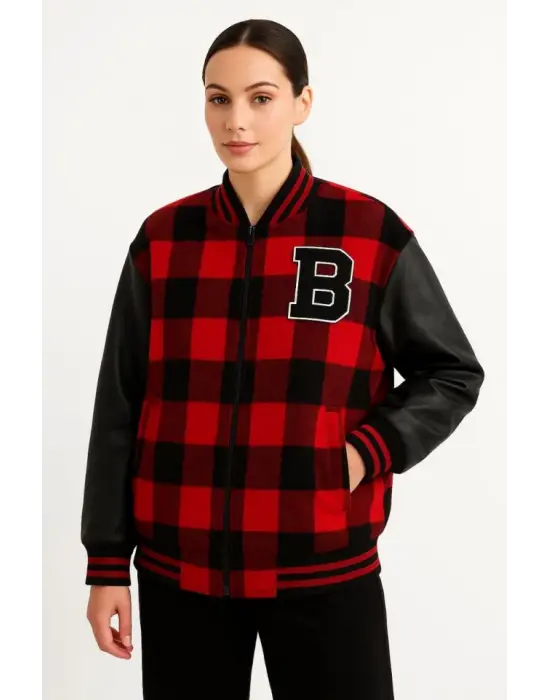 Kolları Suni Deri Içi Astarlı Oduncu Kolej Içi Ceket - Bordo