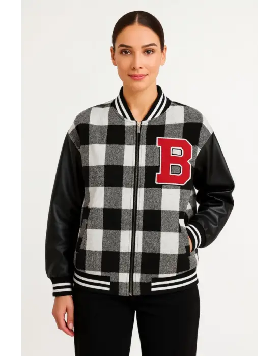 Kolları Suni Deri Içi Astarlı Oduncu Kolej Içi Ceket - Gri