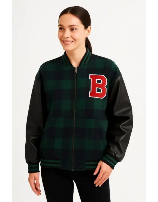 Haki Suni Deri Astarlı Oduncu Ceket