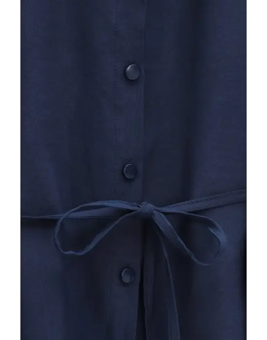 Kolları Ve Eteği Çiçekli Beli Bağcıklı Gömlek Etek İkili Modal Takım  -Laci