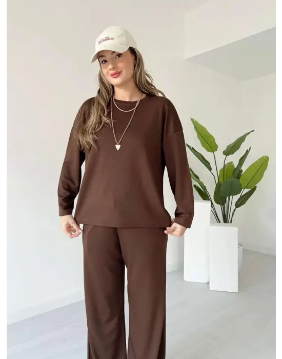 Kollu modal takım kahve