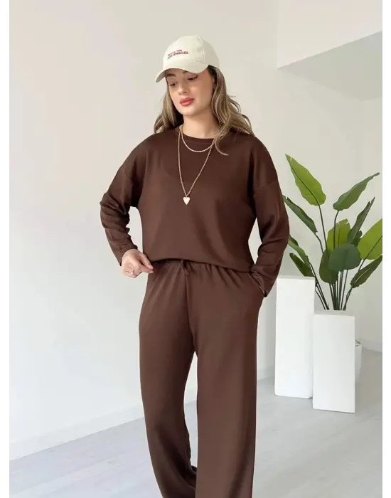 Kollu modal takım kahve