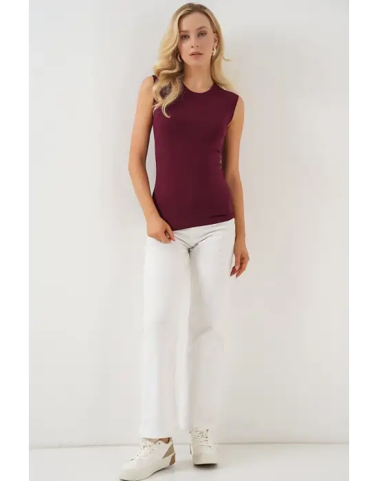 Çarpıcı Kolsuz Body - Bordo