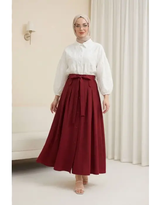 Kolu Lastikli Fistolu Yarı Transparan Keten Gömlek -Beyaz