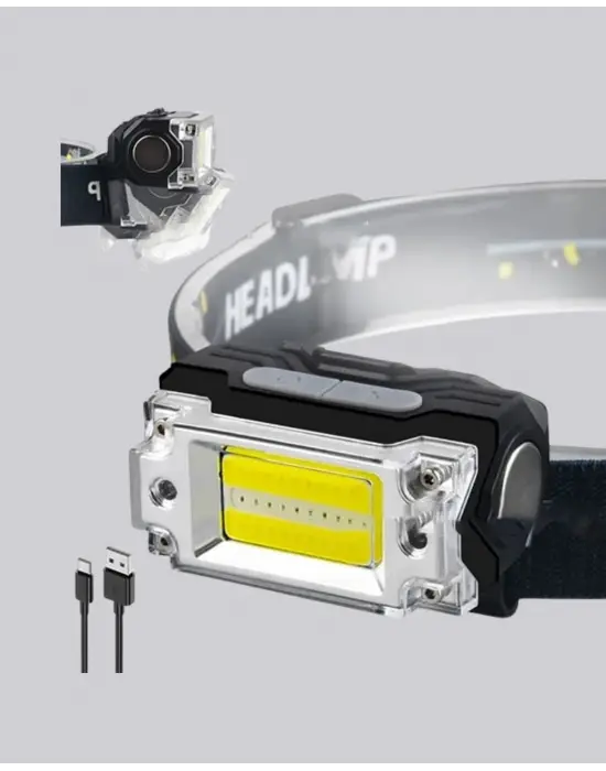 Kompakt Led Kafs Feneri Usb Şarjlı Manyetik 2 Işık Modlu 215 Lümen