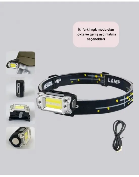 Kompakt Led Kafs Feneri Usb Şarjlı Manyetik 2 Işık Modlu 215 Lümen