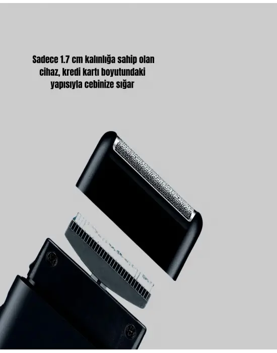 Kompakt Şarjlı Tıraş Makinesi Çift Yönlü Bıçaklı 45 Dakika Kullanım Süreli