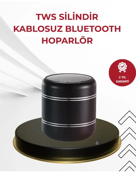 Kompakt Silindir Metal Bluetooth Hoparlör 400 Mah Uzun Pil Tws Destekli