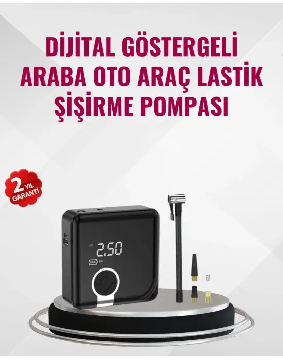 Kompakt Tasarımlı Led Işıklı Taşınabilir Hava Kompresörü