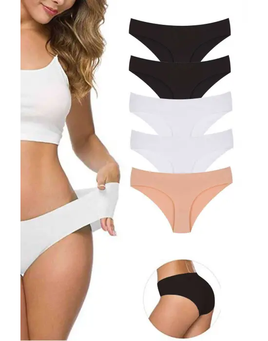 Omarı Esnek Dikişsiz Lazer Kesim Kadın Külot Seti