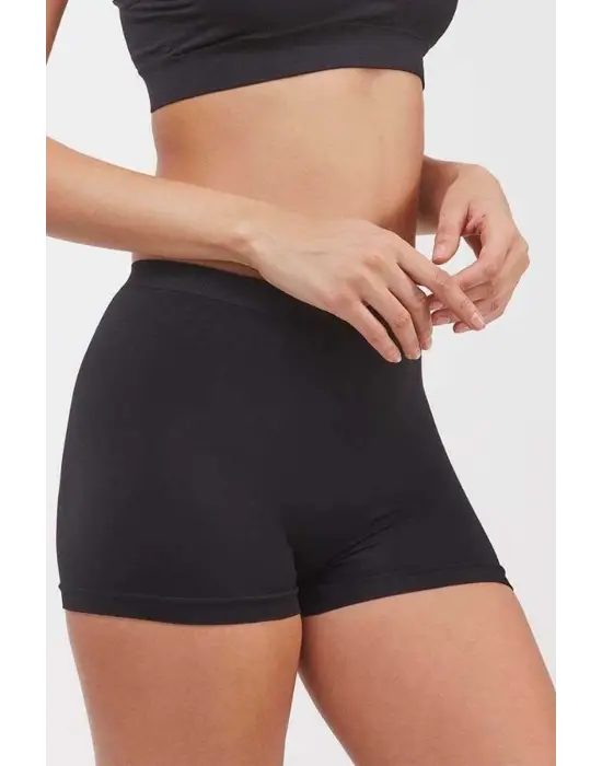Omarı Dikişsiz Kadın Boxer Siyah Şort - Rahatlık Ve Şıklık