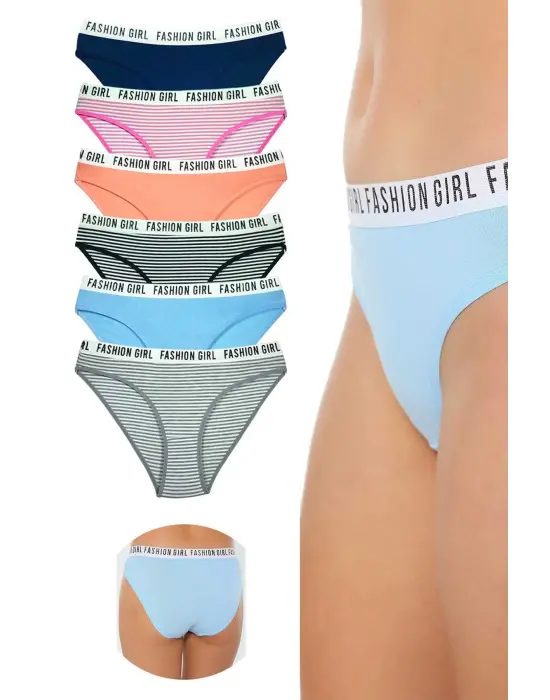 Omarı Yazılı Pamuklu Kadın Külot Seti