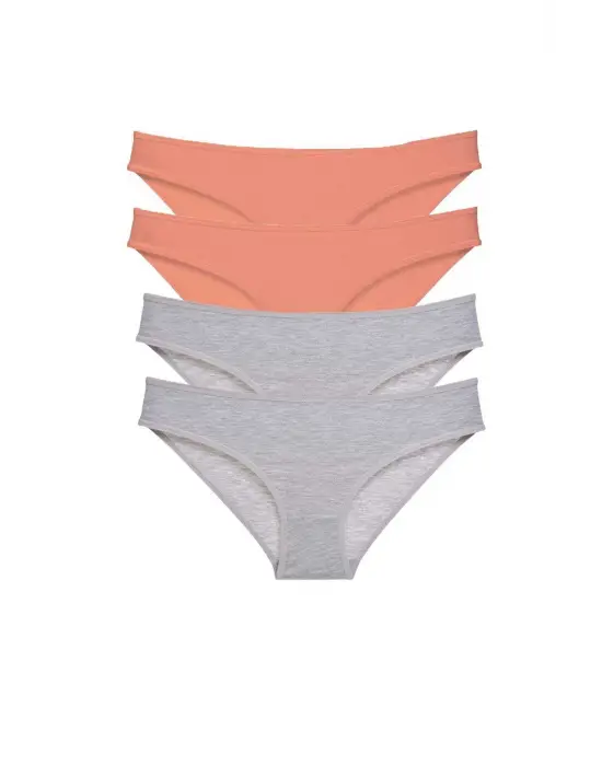 Omarı Süper Eko Likralı Kadın Slip Külot Seti Pudra Gri