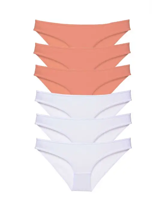 Omarı Likralı Kadın Slip Külot Seti - Pudra Beyaz