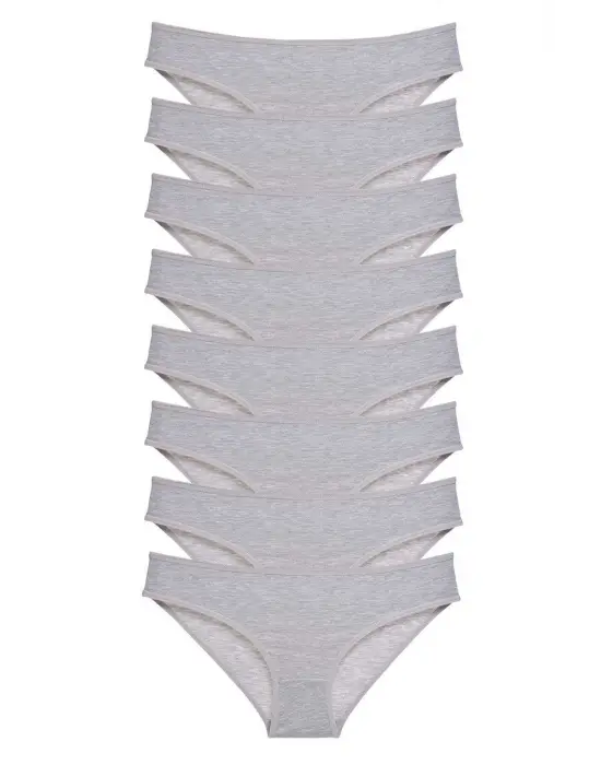 Omarı Süper Eko Gri Likralı Kadın Slip Külot Seti