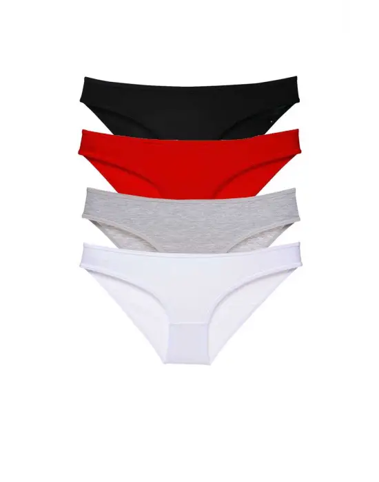 Omarı Süper Eko Set Kadın Slip Külot Siyah Kırmızı Gri Beyaz