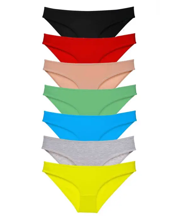 Omarı Çok Renkli Likralı Kadın Slip Külot Seti