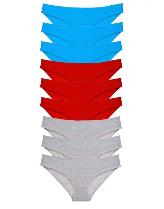 Omarı Yumuşak Ve Esnek 9 Parça Likralı Kadın Slip Seti