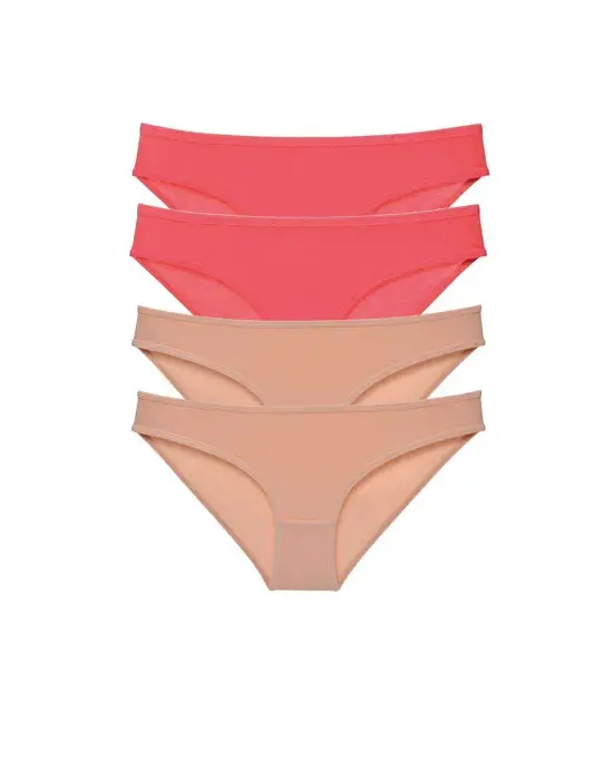 Omarı Likralı Kadın Slip Külot Seti Fuşya Ten