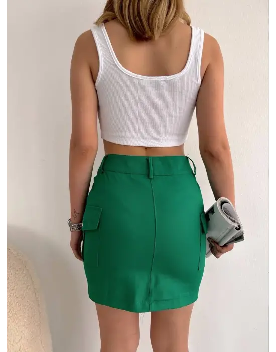 Körüklü cep etek yeşil s24904