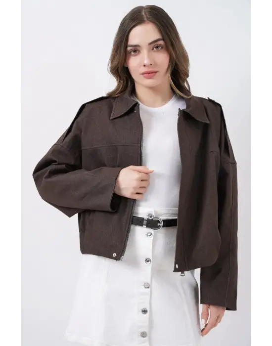 Kot Bomber Ceket 0737 - Kahverengi