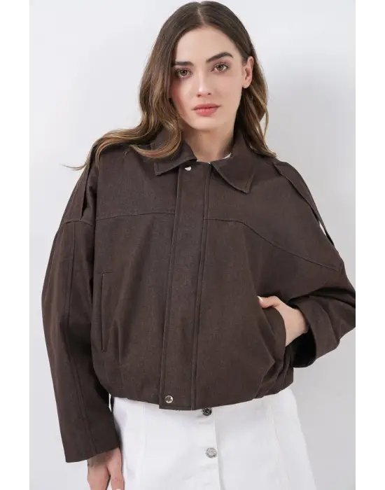 Modern Bomber Ceket Kahverengi