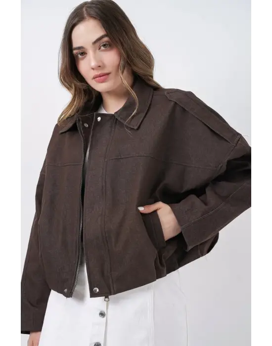 Kot Bomber Ceket 0737 - Kahverengi