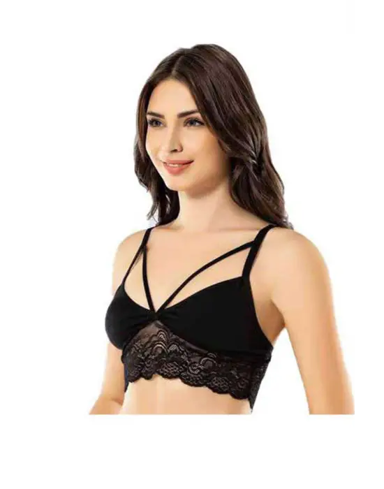 Omarı Siyah Tül Modelli Dantelli Büstiyer Seti