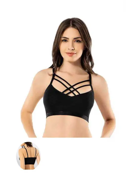 Modern Tül Detaylı Çapraz İpli Büstiyer