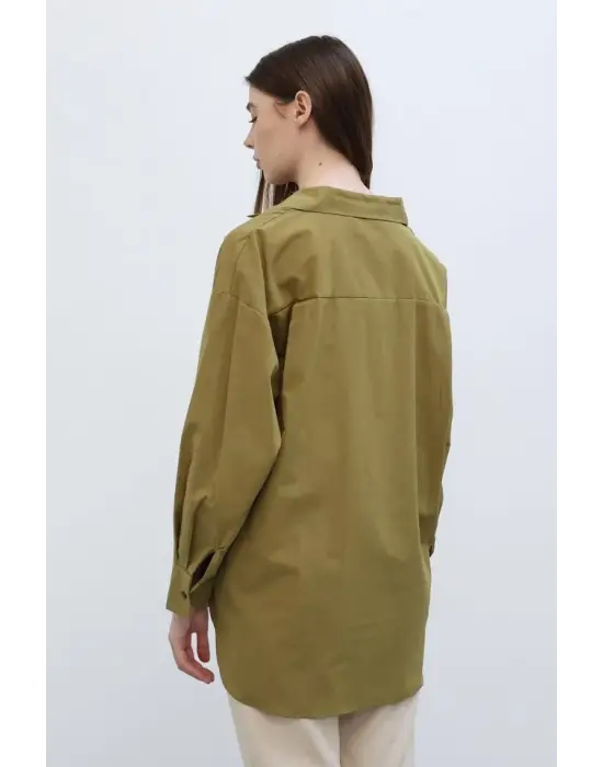 Omarı Derinlik ve Tarzıyla Uzun Kol Gömlek - Koyu Haki