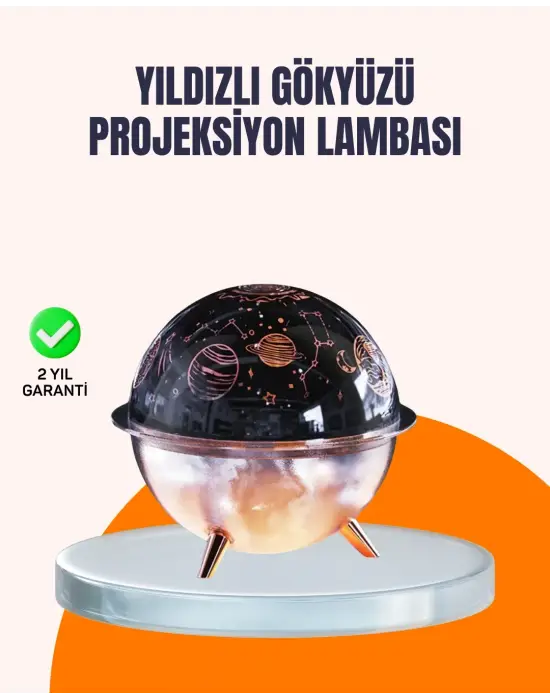 Kozmik Işık Efektli Projeksiyonlu Nemlendirici Gece Işığı