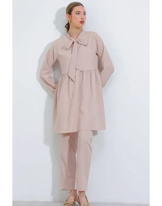 Krem Örme Pantolon Tunik Alt Üst Takım 6654