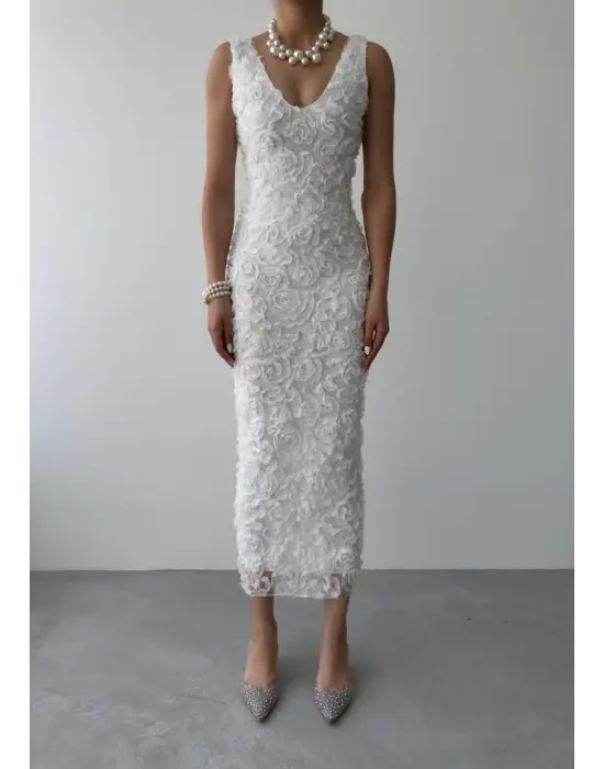 Kren Gül Detaylı Elbise