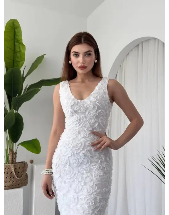 Kren Gül Detaylı Elbise