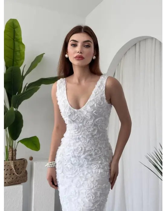 Kren Gül Detaylı Elbise