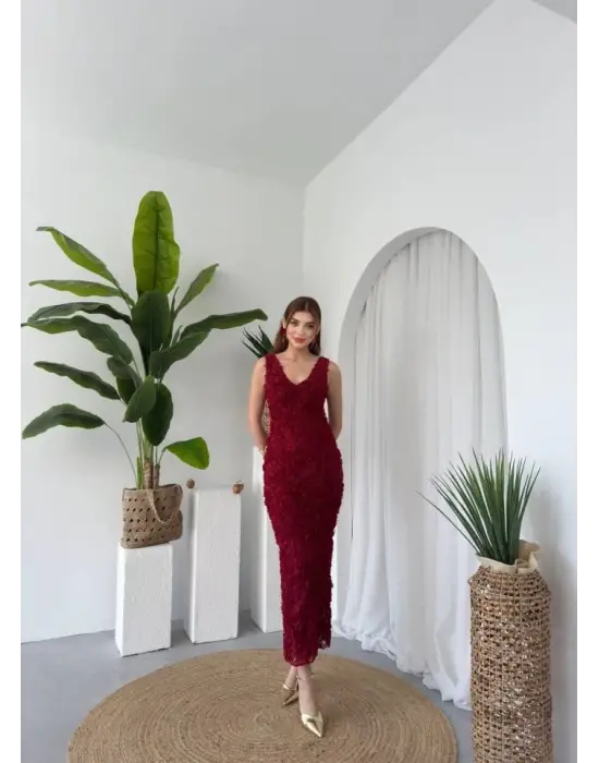 Kren Gül Detaylı Elbise