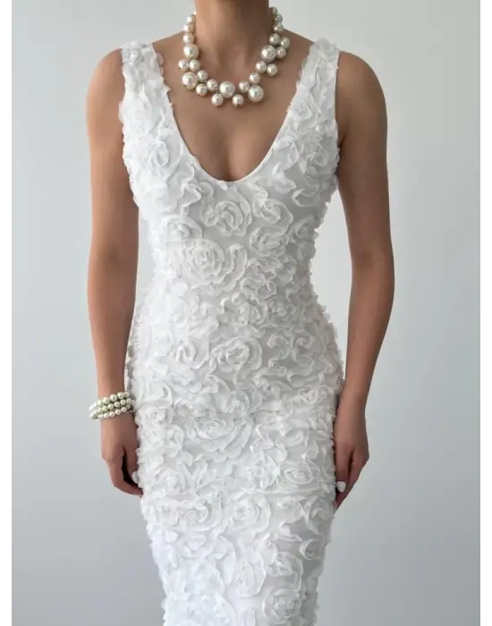 Kren Gül Detaylı Elbise