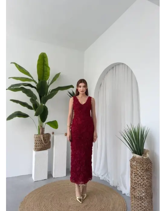 Kren Gül Detaylı Elbise
