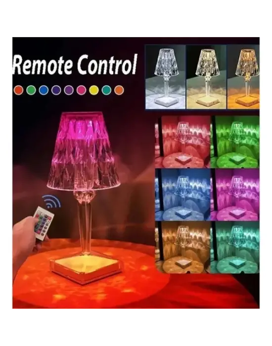 Kristal Abajur Led Kumandalı Ve Dokunmatik Masa Lambası