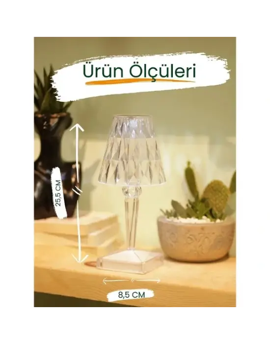 Kristal Abajur Led Kumandalı Ve Dokunmatik Masa Lambası