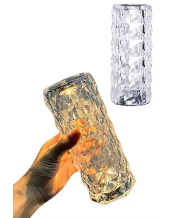 Kristal Lamba Masa Lambası Şarjlı Masa Lambası Dokunmatik Sensör Usb Şarjlı