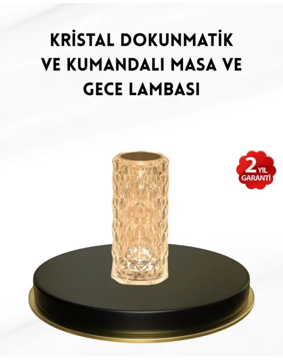Kristal Tasarımlı Rgb Led Gece Lambası – Kumandalı, Renk Değiştiren Dekoratif Işık