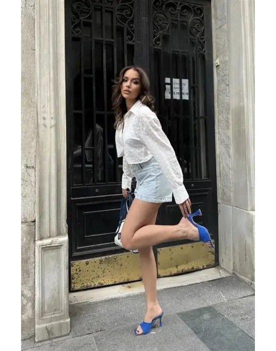 Kristen Sırt Dekolte Crop Gömlek 3253-08