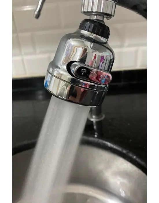 Krom 3 Fonksiyonlu Mutfak Lavabo Başlığı 360 Derece Döner Musluk Ucu